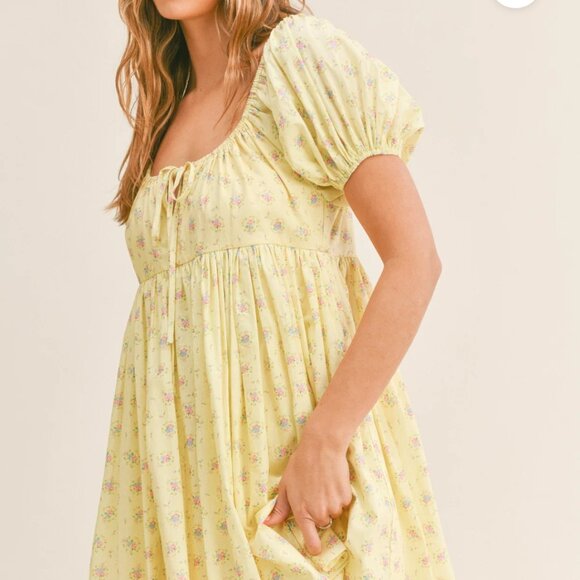 *SOLD *Mable CASSIDY PEASANT MINI DRESS Size L Yellow - Picture 3 of 16